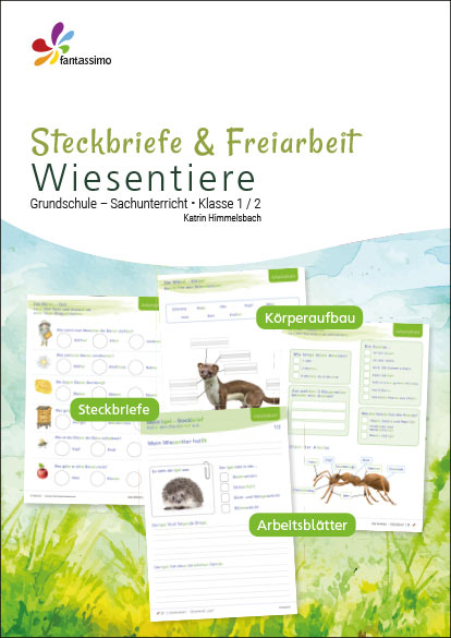 Wiesentiere - Steckbriefe, Freiarbeit Arbeitsblätter für Klasse 1 und 2 Grundschule