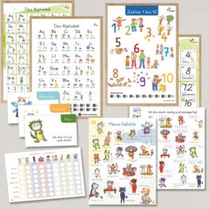 Alles, was Kinder brauchen, um Buchstaben, Zahlen und Gefühle spielerisch zu entdecken – auf großen Postern, mit kreativen Übungen und spannenden Hörgeschichten.