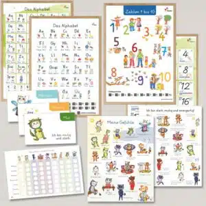 Alles, was Kinder brauchen, um Buchstaben, Zahlen und Gefühle spielerisch zu entdecken – auf großen Postern, mit kreativen Übungen und spannenden Hörgeschichten.